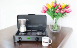 Estufa De Gas CF Parker De 2 Fuegos Sin Fusible De Encendido Antracita -Camping Tienda 397965 2906040